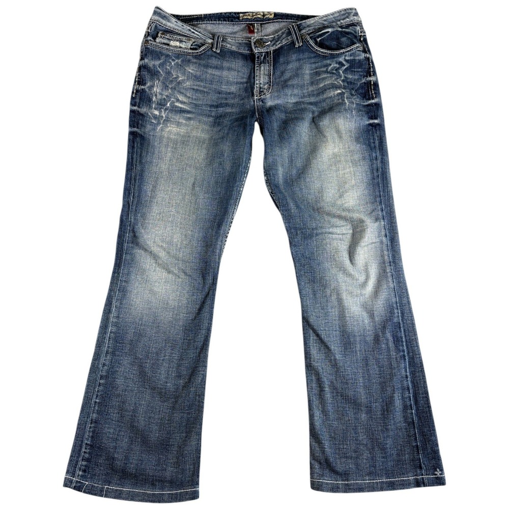BKE‎ Kate Jeans Women 33x31.5 Blue Bootcut Stretch Distressed Midrise Faded